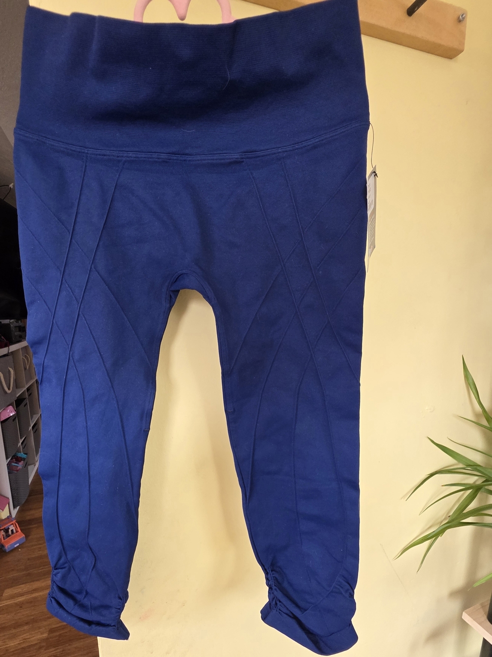 NUX Navy Quilted-Panel  Leggings